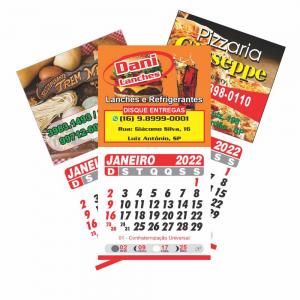 Calendario com Ima de Geladeira P Manta Magnética 10x5cm 4x0  Corte Reto + Imã de Geladeira + Folhinhas 12 meses 